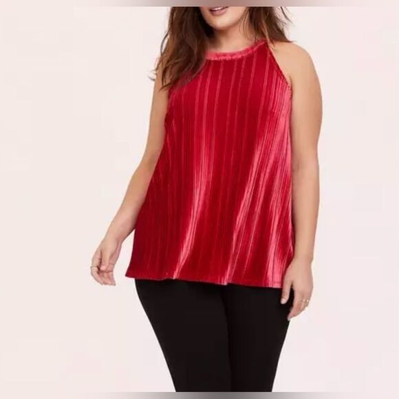 Torrid Red Velvet Pleated Goddess Top, Flowing Flattering, Soft, Stretch size 5X - Picture 1 of 12
